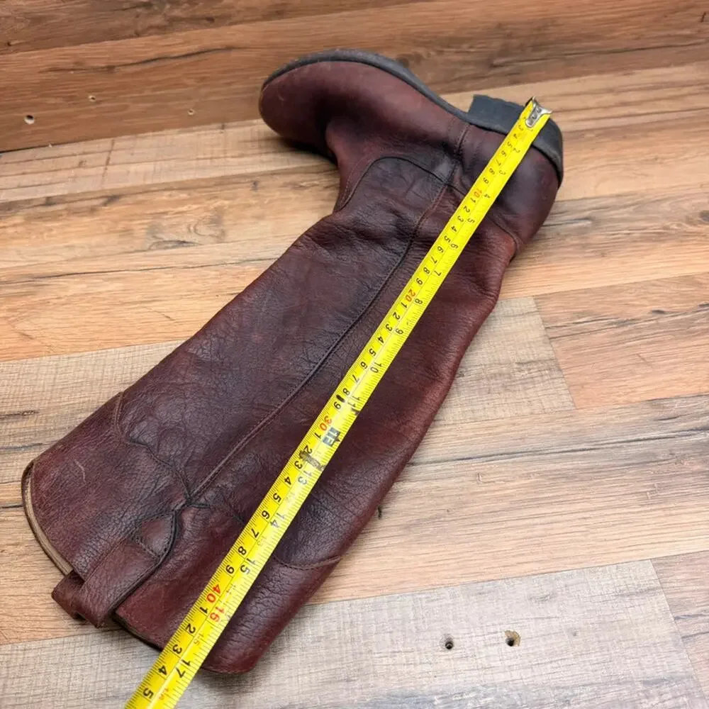 FRYE Carson Lug size 8.5B  Brown Leather campus Riding Boots 77203